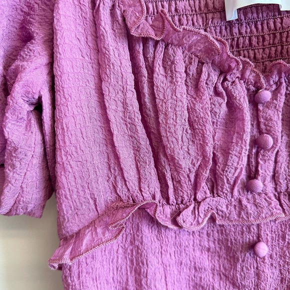 NEW ASTR The Label Rocco Dress Orchid Fuchsia Cottage Ruffle Puff Sleeve Size XS - Picture 9 of 16